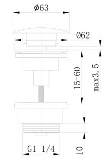 Донный клапан для раковины ABBER AF0011G без перелива золото матовое